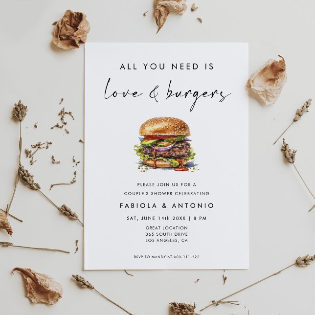 All You Need Is Love and Burgers Couple's Shower Invitation (Creator Uploaded)