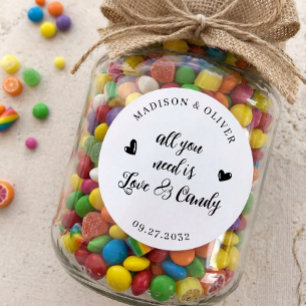 All You Need is Love and Candy Wedding Favour Classic Round Sticker