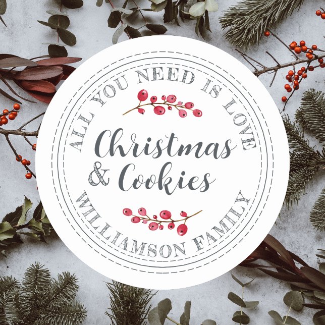 All You Need Is Love and Christmas Cookies  Classic Round Sticker (Creator Uploaded)