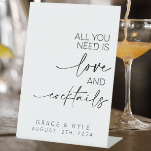 All you need is love and cocktails Wedding Pedestal Sign