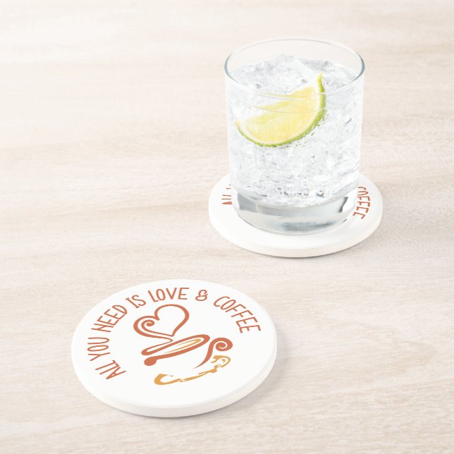 All You Need Is Love And Coffee Coaster (Side)