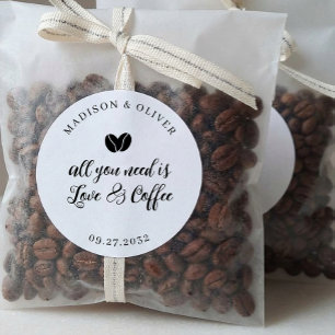 All You Need is Love and Coffee Wedding Favour Classic Round Sticker