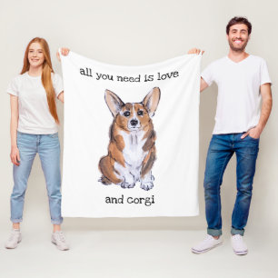 All you need is love and corgi fleece blanket