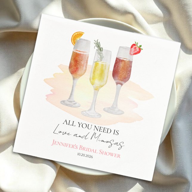 All You Need Is Love and Mimosas Bridal Shower Napkin (Creator Uploaded)