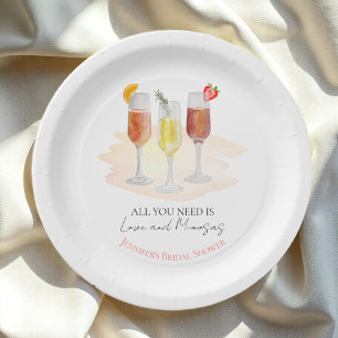 All You Need Is Love and Mimosas Bridal Shower Paper Plate
