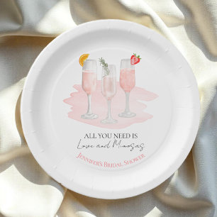 All You Need Is Love and Mimosas Bridal Shower Paper Plate