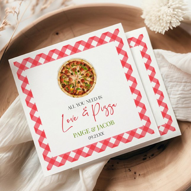 All You Need Is Love and Pizza Rehearsal Dinner Napkin (Creator Uploaded)