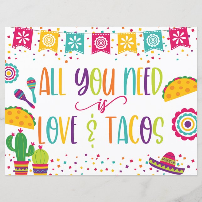 All You Need is Love and Tacos Sign - White (Front)