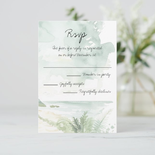 All You Need Is Love and The Beach Wedding RSVP Card (Standing Front)