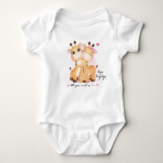 All you need is love Baby Giraffe Baby Bodysuit (Front)