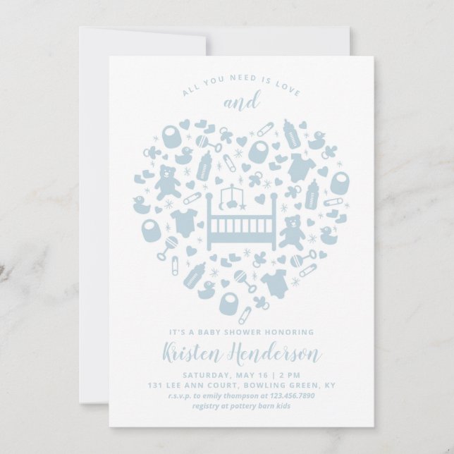 All You Need is Love Baby Shower Invitation (Front)