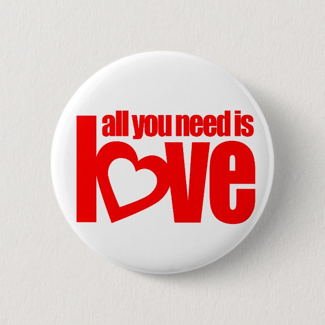 "all you need is love" button badge in white / red (Front)
