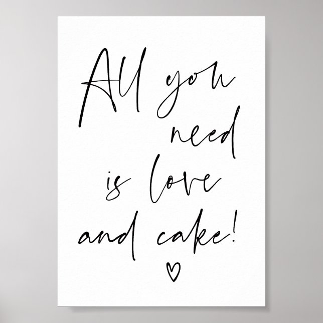 All You Need is Love & Cake Wedding Reception Sign (Front)