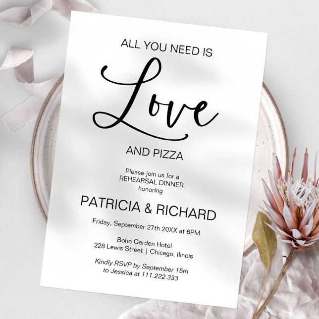 All You Need Is Love Calligraphy Rehearsal Dinner Invitation (Creator Uploaded)