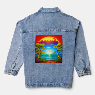 All you need is love Caribbean tropical sunset Denim Jacket