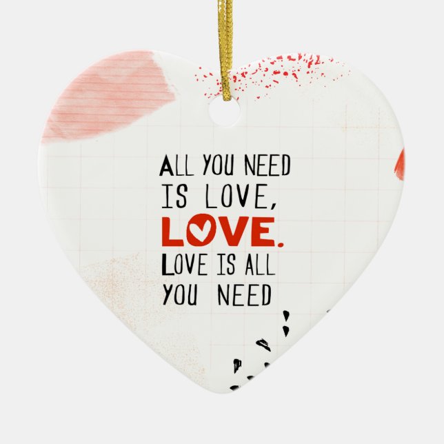 All You Need Is Love Ceramic Tree Decoration (Front)
