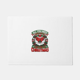 All You Need Is Love Christmas Santa Hats Hearts W Doormat