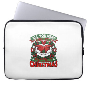 All You Need Is Love Christmas Santa Hats Hearts W Laptop Sleeve