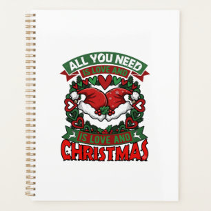 All You Need Is Love Christmas Santa Hats Hearts W Planner