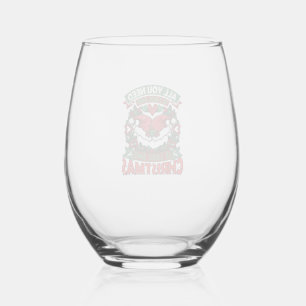 All You Need Is Love Christmas Santa Hats Hearts W Stemless Wine Glass