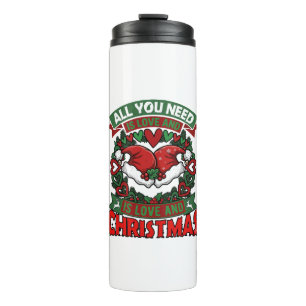 All You Need Is Love Christmas Santa Hats Hearts W Thermal Tumbler