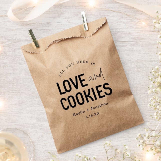All You Need is Love & Cookies Wedding Favour Bags (Clipped)