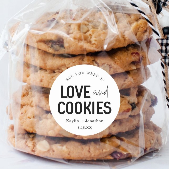 All You Need is Love & Cookies Wedding Favour Labe Classic Round Sticker (Creator Uploaded)
