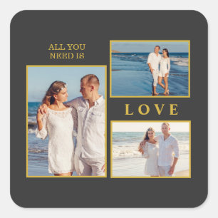 All you need is love couple anniversary quote square sticker
