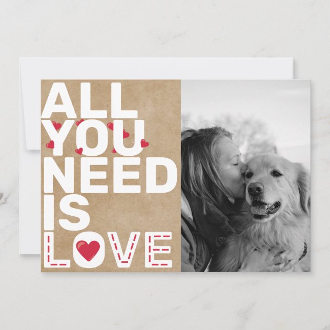 All You Need Is Love Custom Photo Collage Rustic Holiday Card (Front)