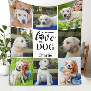 All You Need Is Love Dog Personalised 8 Pet Photo  Fleece Blanket