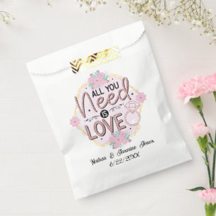 All you need is love engagement party favour bags