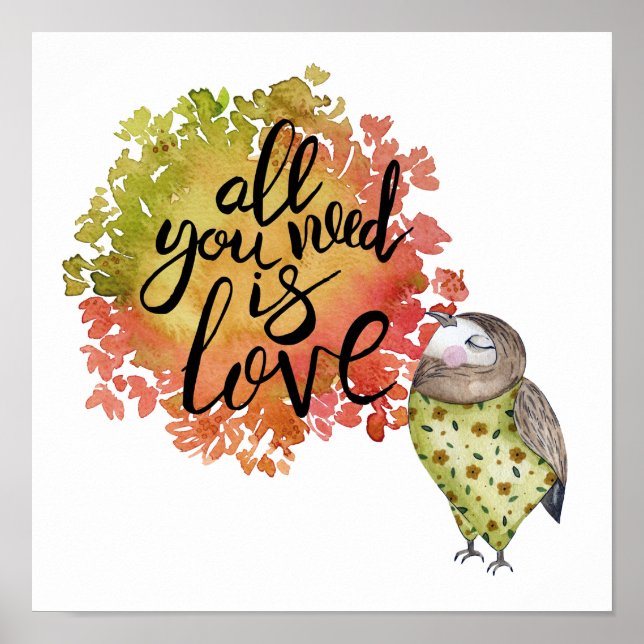 All You Need is Love Fancy Owl Poster (Front)