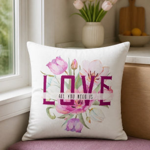 All You Need is Love Floral Cushion
