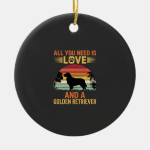 All You Need Is Love Golden Retriever Ceramic Tree Decoration