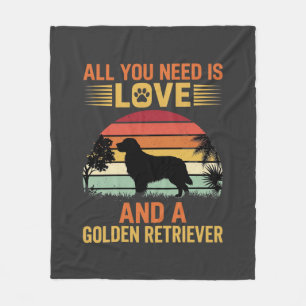 All You Need Is Love Golden Retriever Fleece Blanket