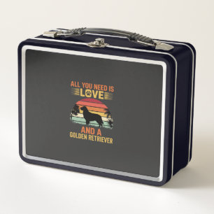 All You Need Is Love Golden Retriever Metal Lunch Box