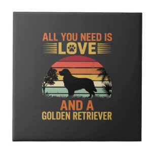 All You Need Is Love Golden Retriever Tile