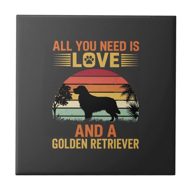 All You Need Is Love Golden Retriever Tile (Front)