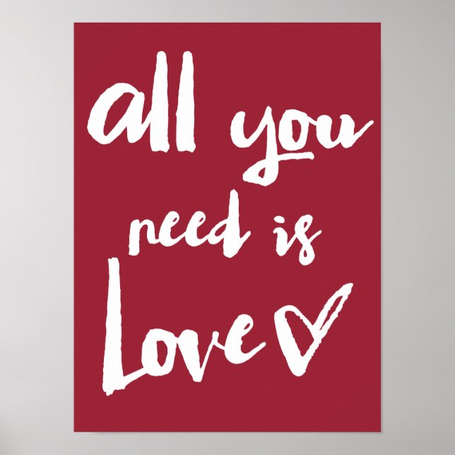 All You Need Is Love Handwritten Typography Poster (Front)