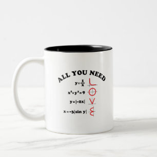 All You Need Is Love Math Graph Equations Black Te Two-Tone Coffee Mug