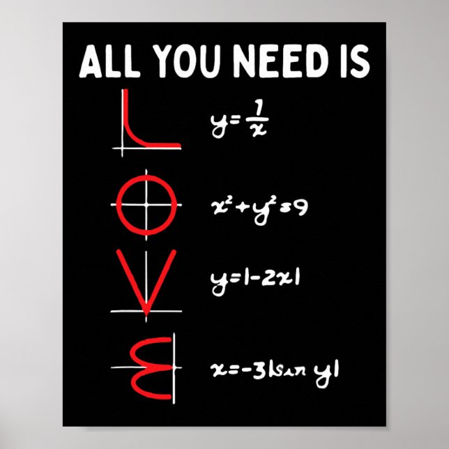 All You Need Is Love Math Valentines Day Mathemati Poster (Front)
