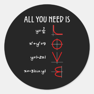 All You Need Is Love Math Vertical Classic Round Sticker
