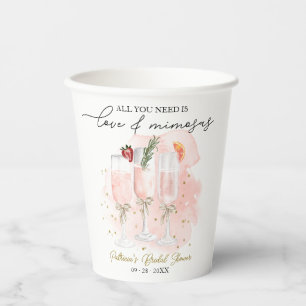 All You Need Is Love & Mimosas Bridal Shower Paper Cups