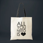 All You Need Is Love Monogram Wedding Tote Bag<br><div class="desc">All you need is love! This modern tote bag featuring simple typography "all you need is love" with a script monogram. This will be perfect for weddings,  Valentine's day and similar events.</div>