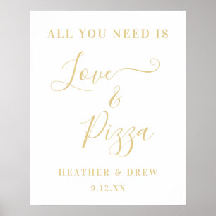 All You Need Is Love & Pizza Custom Couple Bridal Poster
