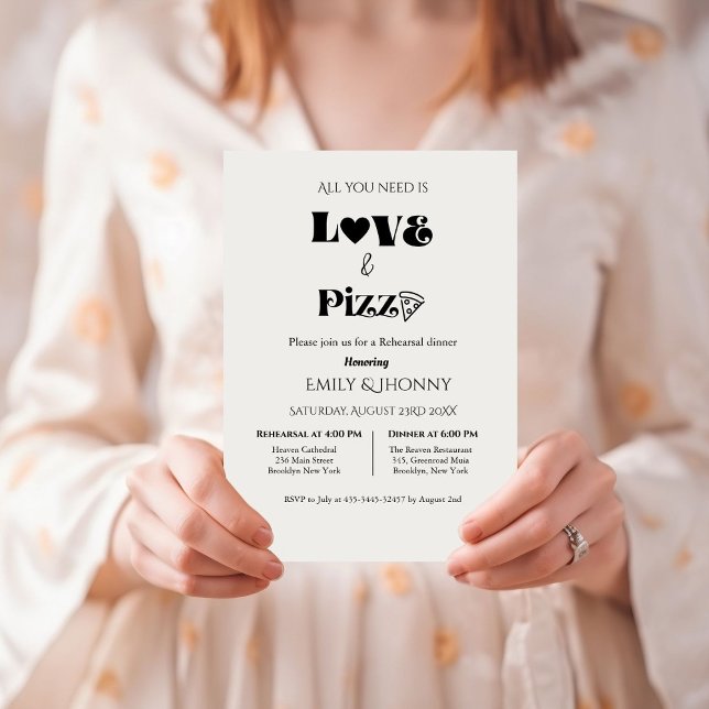 All you need is love & Pizza Rehearsal dinner Invitation (Creator Uploaded)