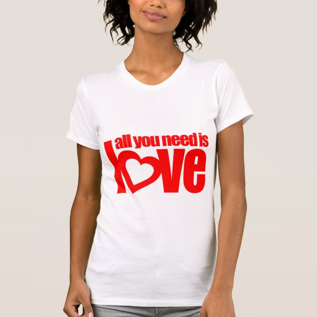 All you need is love red heart text white top (Front)