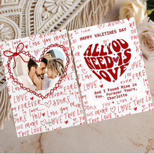  all You Need Is Love Red Heart Valentines Day Holiday Card