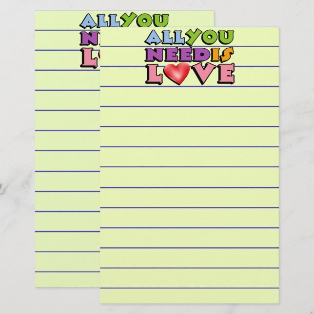 All You Need Is Love Stationery (Front/Back)