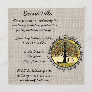 All you need is love tree of life with rainbow. invitation